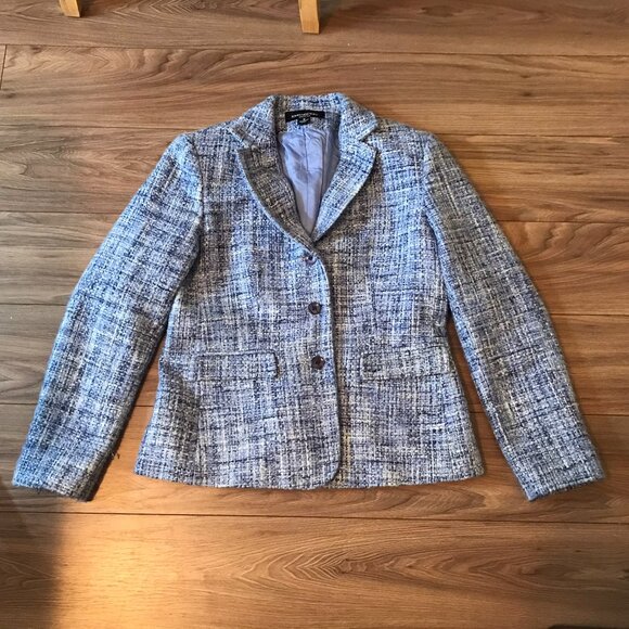 Jones New York Essentials Tweed Blazer Suit Jacket - Blue Size 6 Made in Canada - Picture 2 of 12